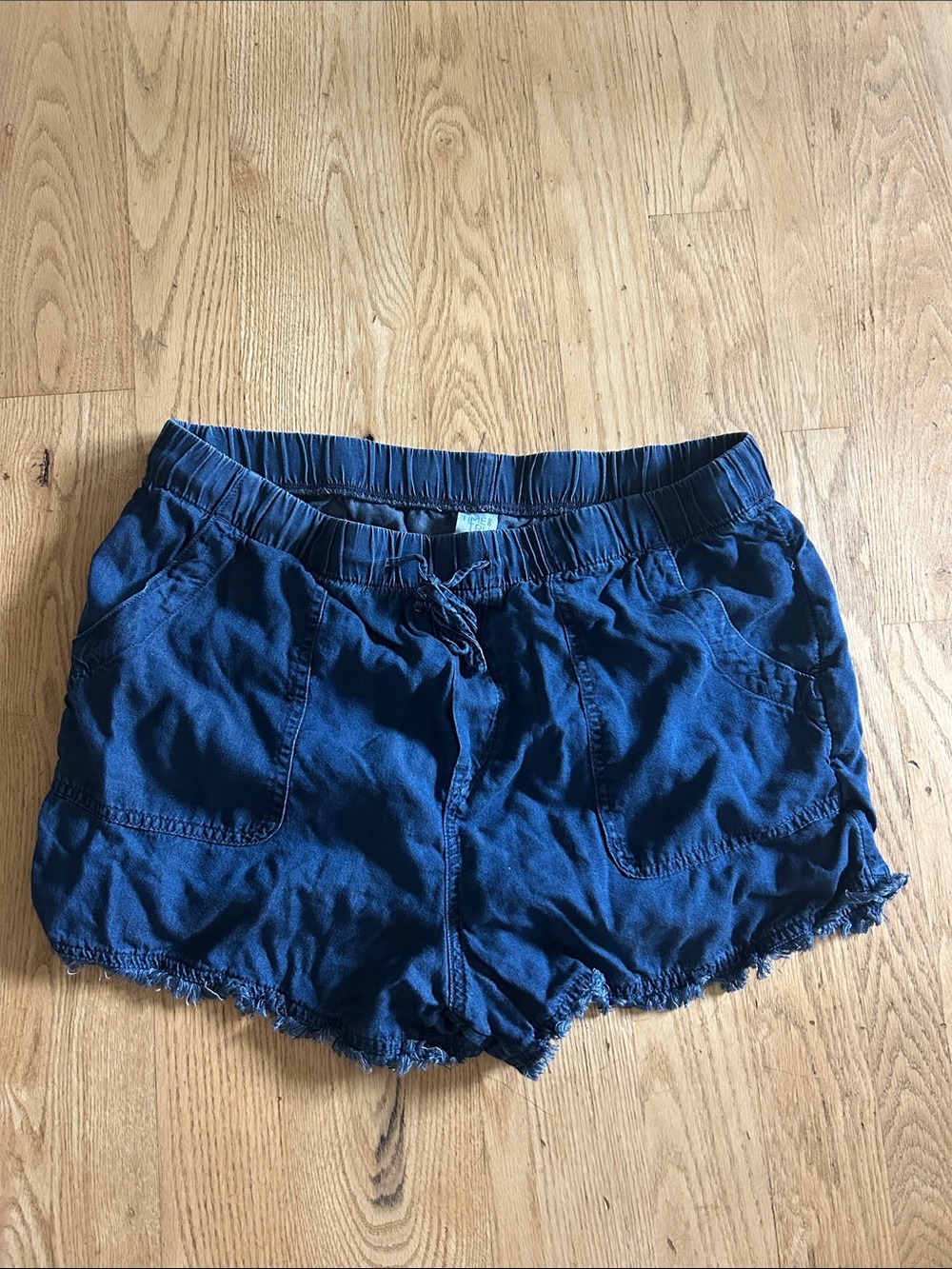Time and Tru Navy Blue High-Waist Drawstring Shorts